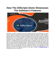 How The AllScripts Demo Showcases The Software's Features.docx